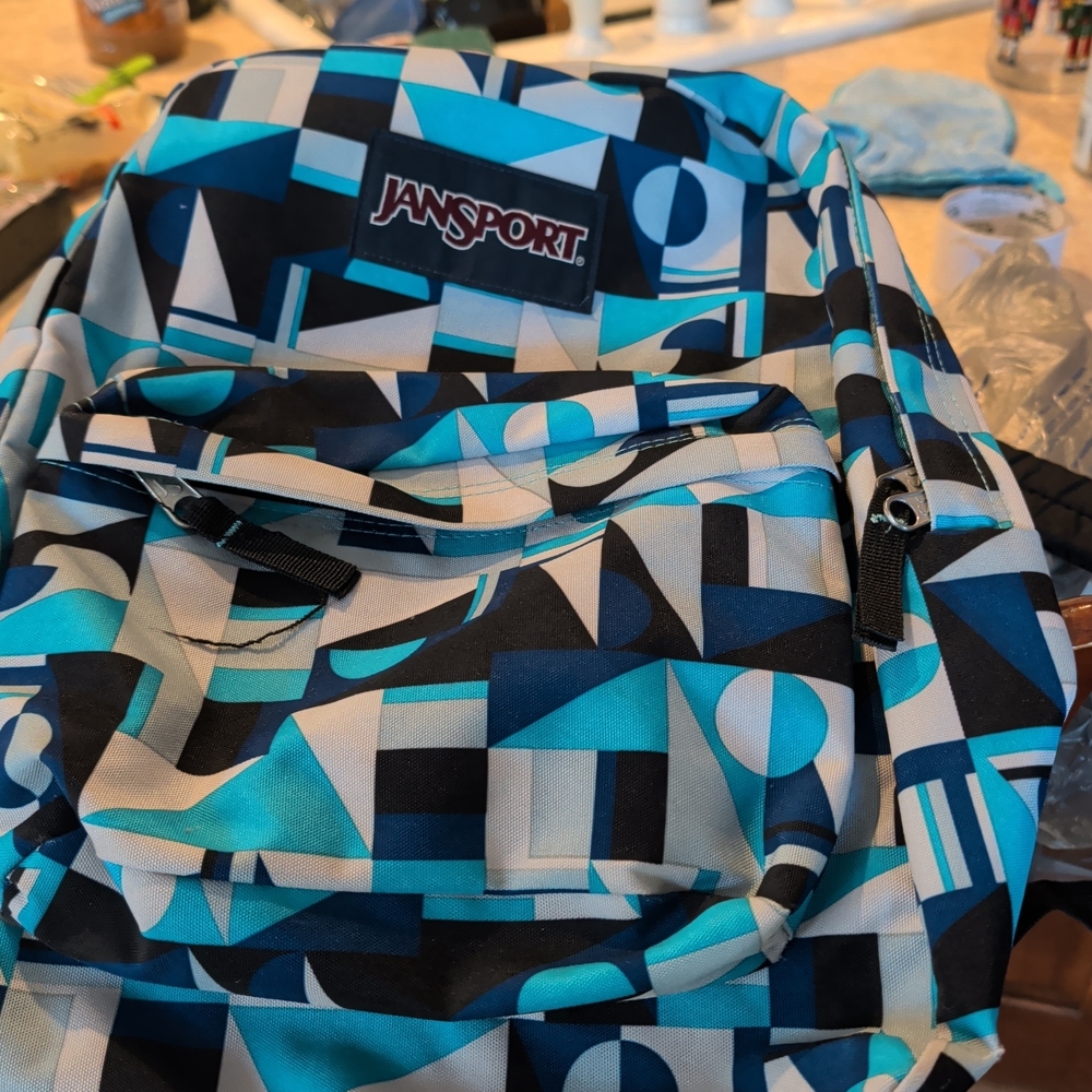 Jansport Geometric Blue and Black Backpack